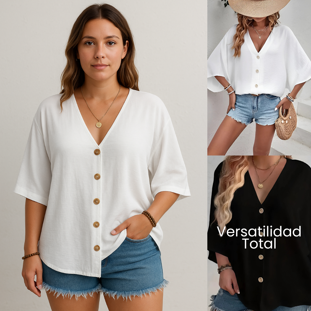 Blusa Esencial con Cuello en V - Versatile💫